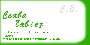 csaba babicz business card